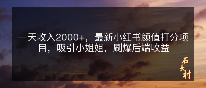 一天收入2000+，最新小红书颜值打分项目，吸引小姐姐，刷爆后端收益