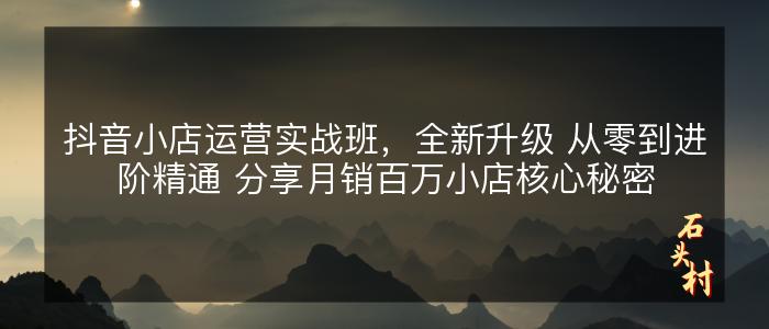 抖音小店运营实战班，全新升级 从零到进阶精通 分享月销百万小店核心秘密