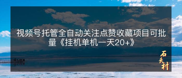 视频号托管全自动关注点赞收藏项目可批量《挂机单机一天20+》