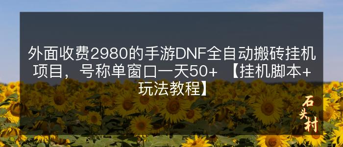 外面收费2980的手游DNF全自动搬砖挂机项目，号称单窗口一天50+ 【挂机脚本+玩法教程】