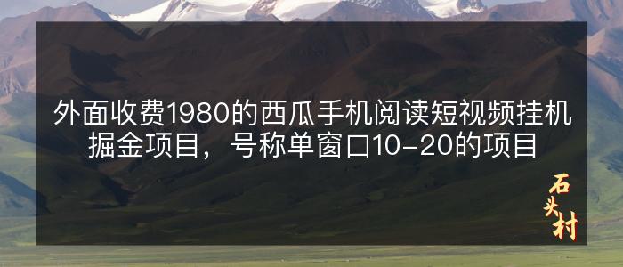 外面收费1980的西瓜手机阅读短视频挂机掘金项目，号称单窗口10-20的项目