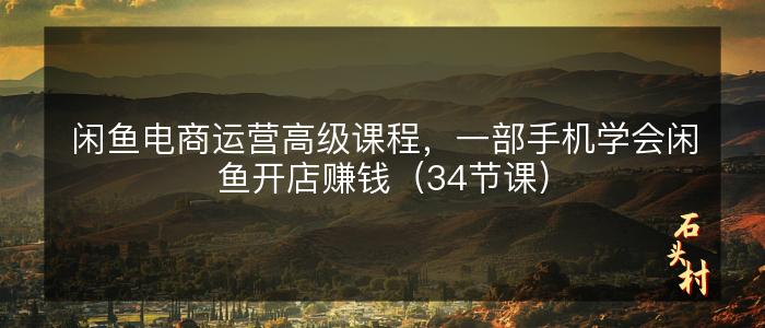 闲鱼电商运营高级课程，一部手机学会闲鱼开店赚钱（34节课）
