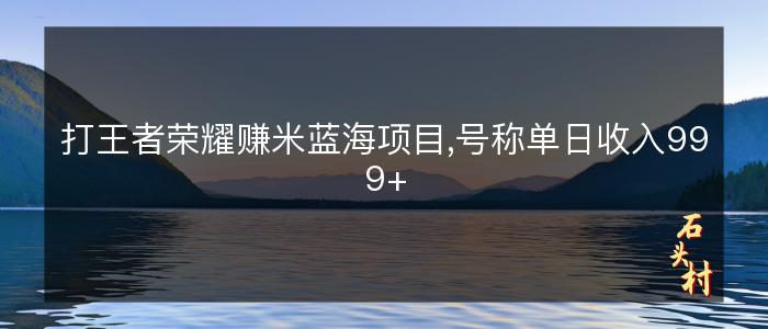 打王者荣耀赚米蓝海项目,号称单日收入999+