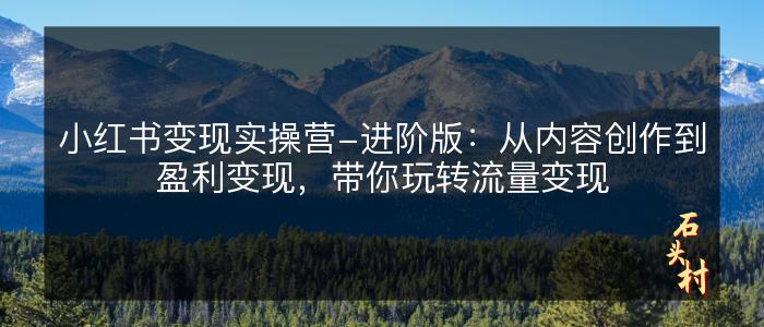 小红书变现实操营-进阶版：从内容创作到盈利变现，带你玩转流量变现