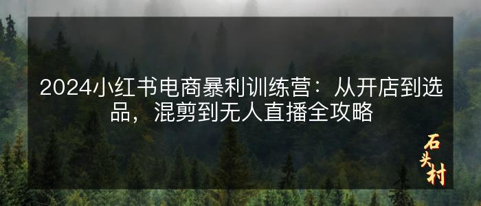 2024小红书电商暴利训练营：从开店到选品，混剪到无人直播全攻略